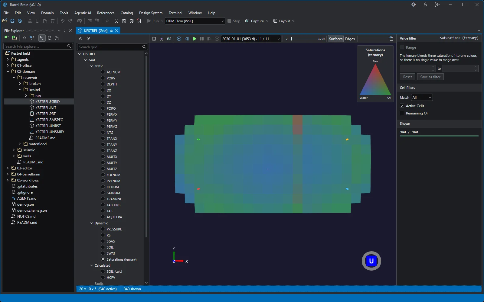 3D grid: saturations