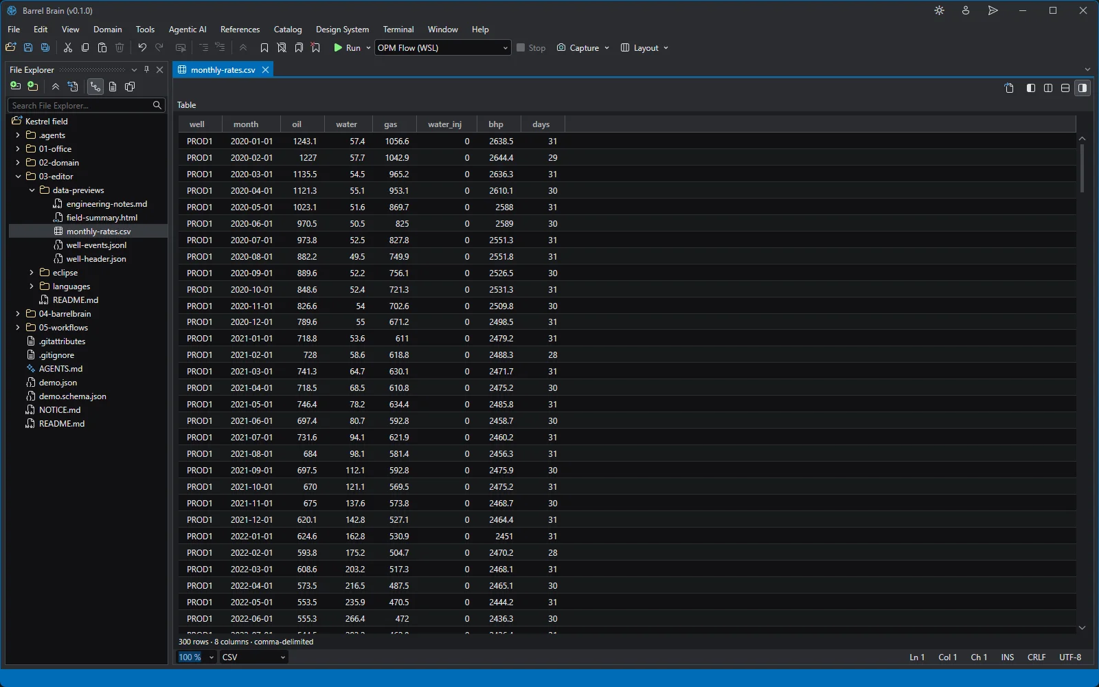CSV as a table